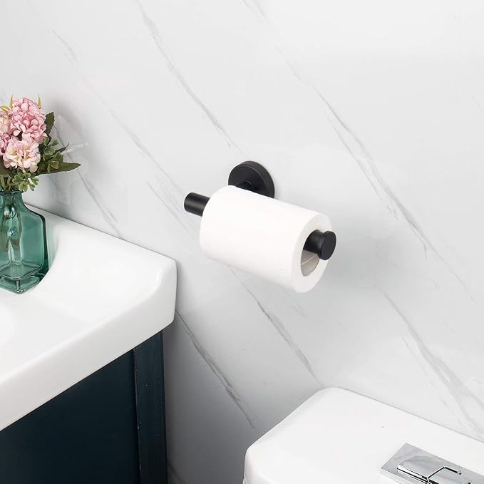 NearMoon Bathroom Toilet Paper Holder, Premium SUS304 Stainless Steel Rustproof Wall Mounted Toilet Roll Holder for Bathroom, Kitchen (4 Pack, Matte Black)