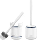 MR.SIGA Toilet Bowl Brush and Holder, Premium Quality, with Solid Handle and Durable Bristles for Bathroom Cleaning, White, 2 Pack