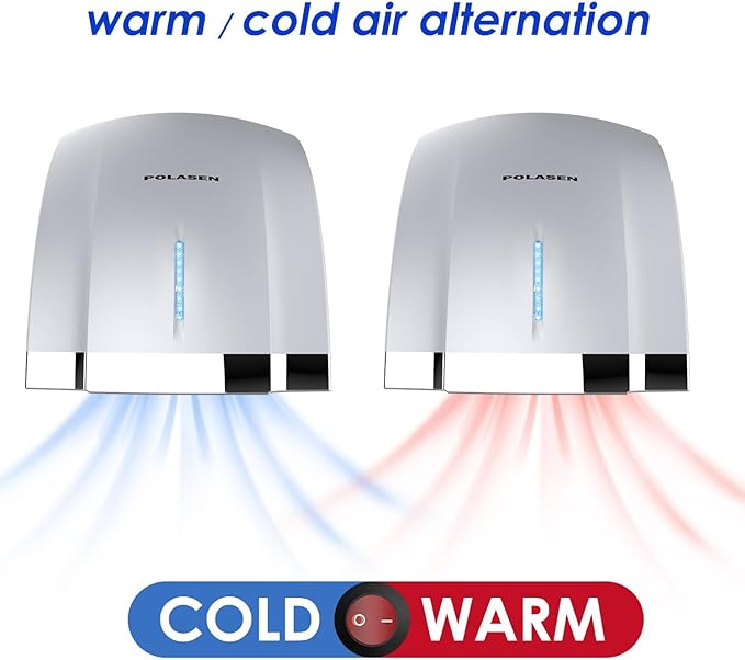 Hand Dryers for Bathrooms Wall Mount 3 Pack Efficient Warm Cold Wind Blower Quick Drying for Commercial Industry Restrooms
