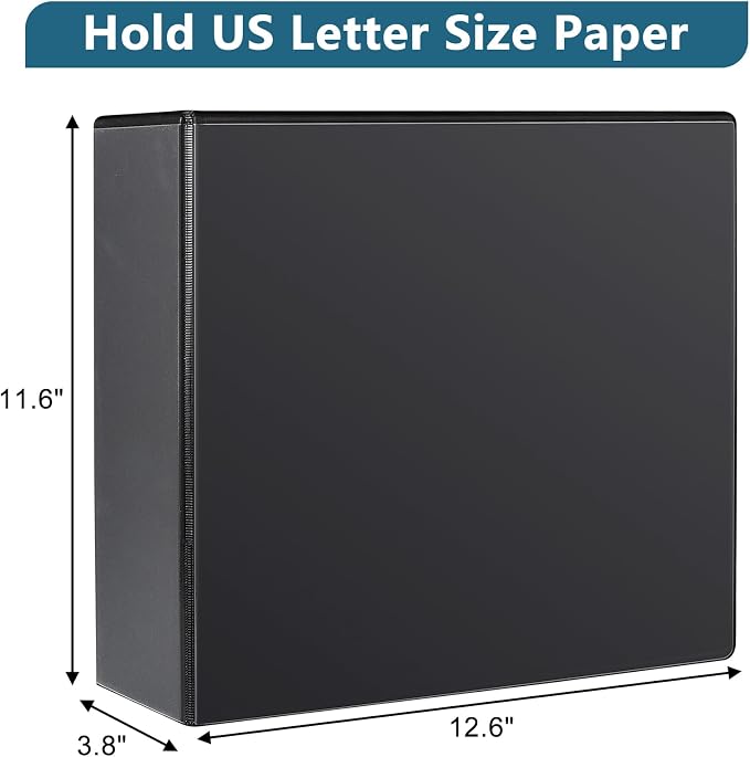 CIXILDTS 3" 3 Ring Binder, Standard 3-Inch Slant-D Ring Binder Fit Letter Size Paper, Presentation View Binders, 10 Packs, Black