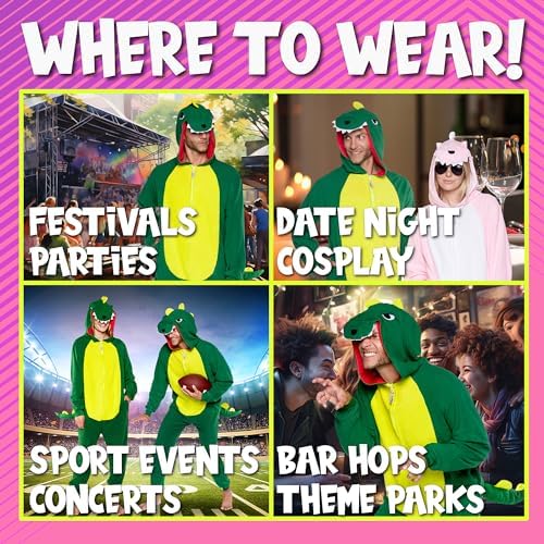 Funziez! Slim Fit Adult Onesie - Animal Costume - Plush Unisex Halloween One Piece Cosplay Suit for Women and Men