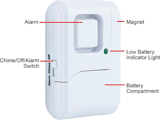 UltraPro Personal Security Window and Door Alarm, 6 Pack, DIY Protection, Burglar Alert, Wireless Chime/Alarm, Easy Installation, Home Security, Ideal for Home, Garage, Apartment, White, 49721