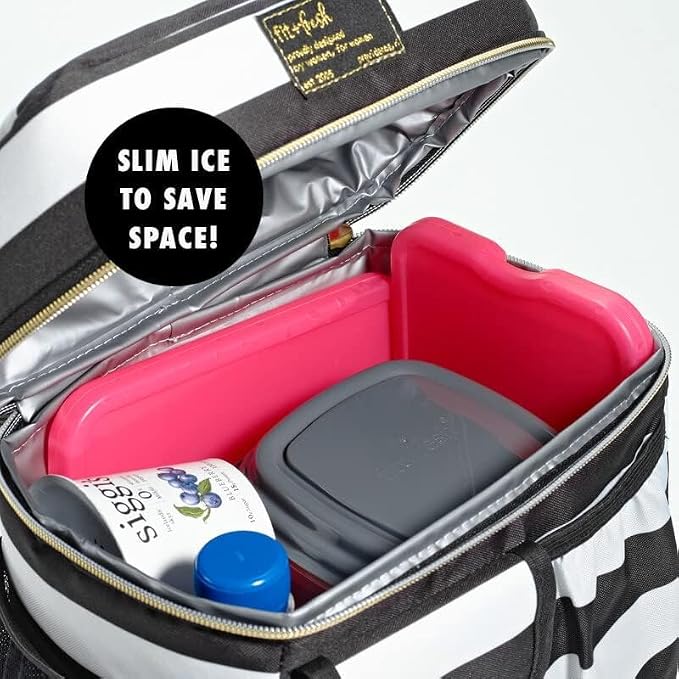 Cool Coolers by Fit & Fresh 4 Pack XL Slim Ice Packs, Quick Freeze Space Saving Reusable Ice Packs for Lunch Boxes or Coolers
