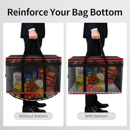 Bodaon Large 3-Pack Insulated Food Delivery Bag with hard bottom, XXXL Pizza Cooler Bags, Rideshare Delivery Bag, Thermal Cold/Hot Styrofoam Carrier for Travel/Shopping/Catering/Car