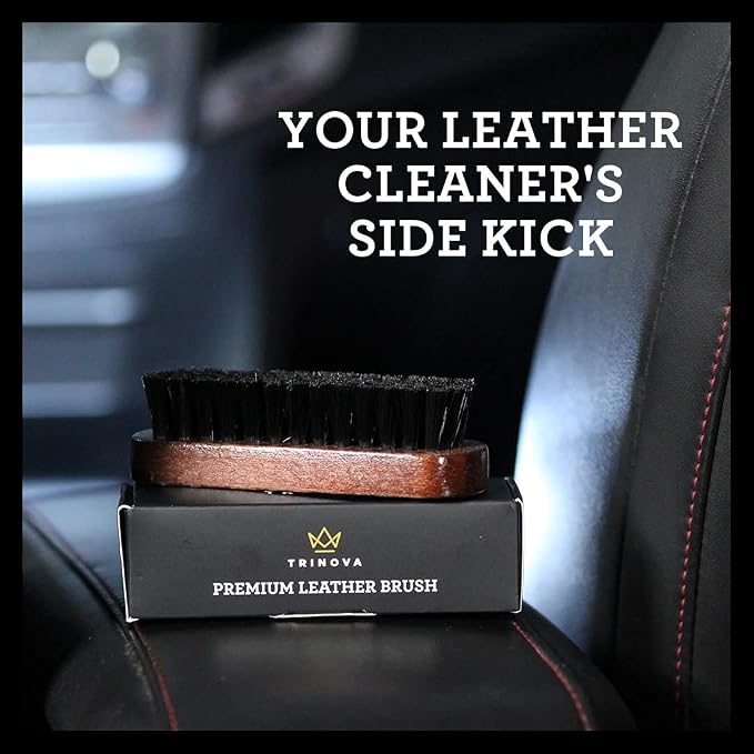 TriNova Leather Brush for Cleaning Upholstery, Cleaner car Interior, Furniture, Couch, Sofa, Boots, Shoes and More. Premium Quality