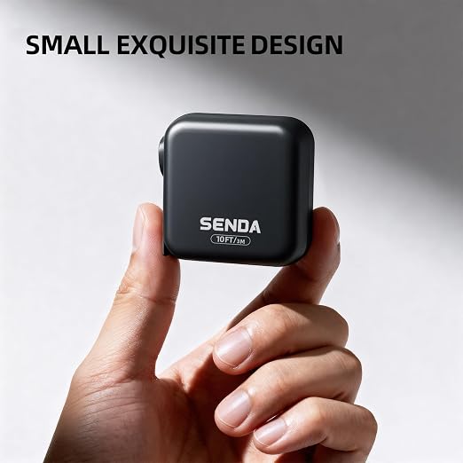 SENDA Self-Locking Tape Measure 10FT/3M, Compact Square Design Small Measuring Tape with High Rigidity, No Back Clip, Wear & Shock Resistant for Home, DIY, Industrial Use (10Ft)