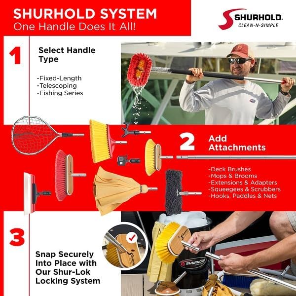 Shurhold Classic 5” Soft Bristle Deck Brush – Ultra-Compact Boat Brush with Wood Block, Rubber Bumper & Split-End Polystyrene Bristles