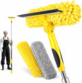 36ft Squeegee Window Cleaner with Extension Pole,2 in 1 Window Cleaning Tool with 8-Stage Telescopic Pole & Rotatable Head,Window Washing Equipment for Solar Panel, RV, Indoor/Outdoor Window,Car Glass