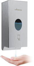 Commercial Automatic Wall-Mount Soap Dispenser, Stainless Steel | Touchless 800 mL dispenser with stainless steel exterior, oval window and keyed lock; requires 6 AA batteries, not included.