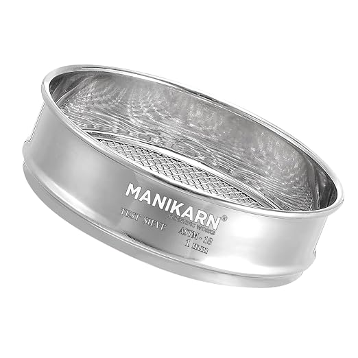 Test Sieve 8 Inch (200mm) – 1000 Micron Mesh, ASTM No. 18 – Grade 304 Stainless Steel Frame & Mesh – Laboratory Sieve for Soil, Sand, and Particle Size Analysis