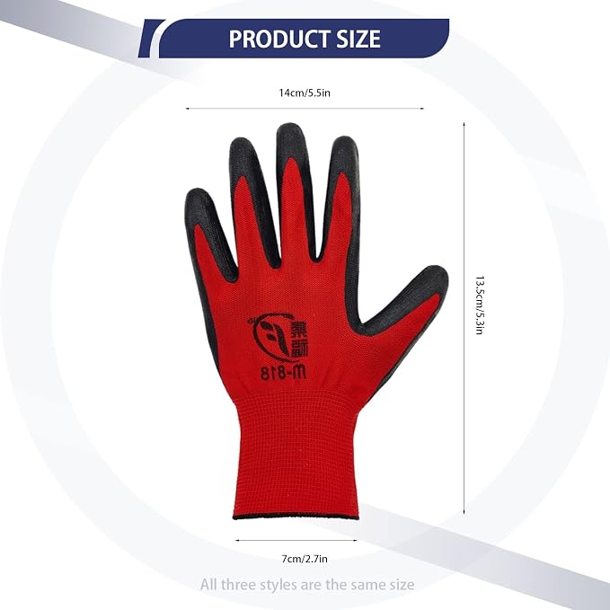 YOUKE OLA 120 Pair Gardening Gloves for Men Women, Breathable Rubber Coated Garden Gloves Working Gloves for Gardening, Construction (Black, Red, Blue)