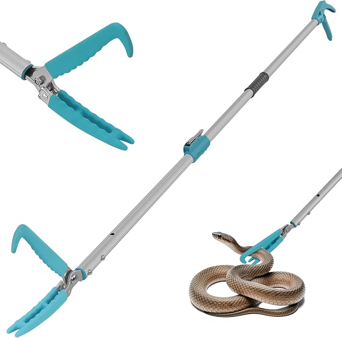 ASTRAEA 78" Snake Tongs Grabber, Extendable Extra Long Rattle Reptile Catcher Wide Jaw Handling Tool with Lock, Telescopic Snake Hook