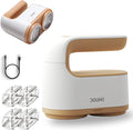 Rechargeable Portable Lint Remover & Fabric Shaver with 4 Replaceable Blades, Dual-Head Powerful Trim & Suction 3-Setting Control Large Capacity Container Extra Large Shaving Head Defuzzer for Clothes