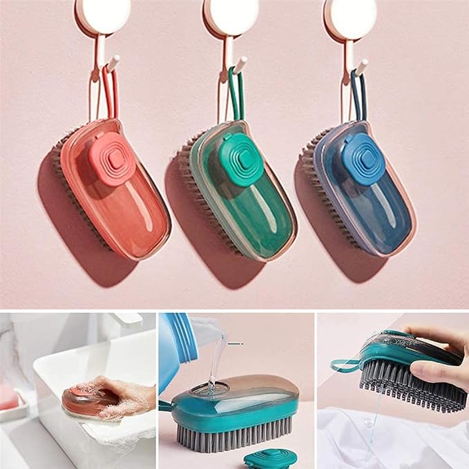 GION 3 in 1 Laundry Cleaning Brush Automatic Liquid Adding Pot Scrub Cleaner Shoes Tiles Cleaning Brush Kitchen Dishwashing Brush (1Pcs)