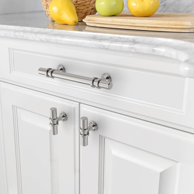 Asidrama 10 Pack 3.75 Inch(96mm) Brushed Satin Nickel Kitchen Cabinet Handles, Cabinet Pulls Kitchen Cabinet Hardware Cupboard Handles Drawer Pulls