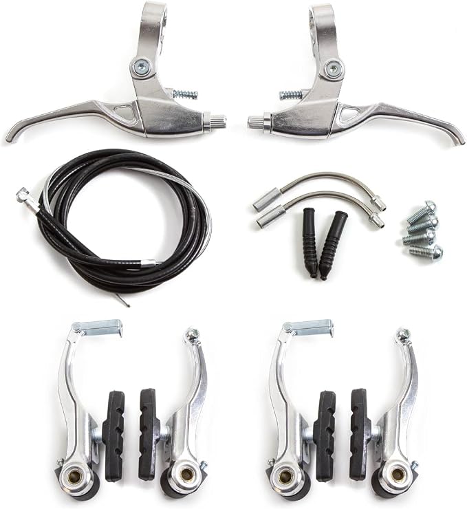 Clarks 115 V-Brake Caliper Set - Silver, Modern, Easy to Install, Alloy, Stainless Steel, 100% Stainless Steel, 1 Count, Rectangular, Polished, Front & Rear, Lever, Bike Brake Set | bike-rim-brake-sets