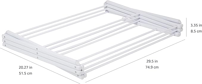 Amazon Basics Foldable Portable Clothes Drying Rack for Indoor Air Drying, Collapsible Design, 14.5" D x 29.5" W x 41.8" H, White