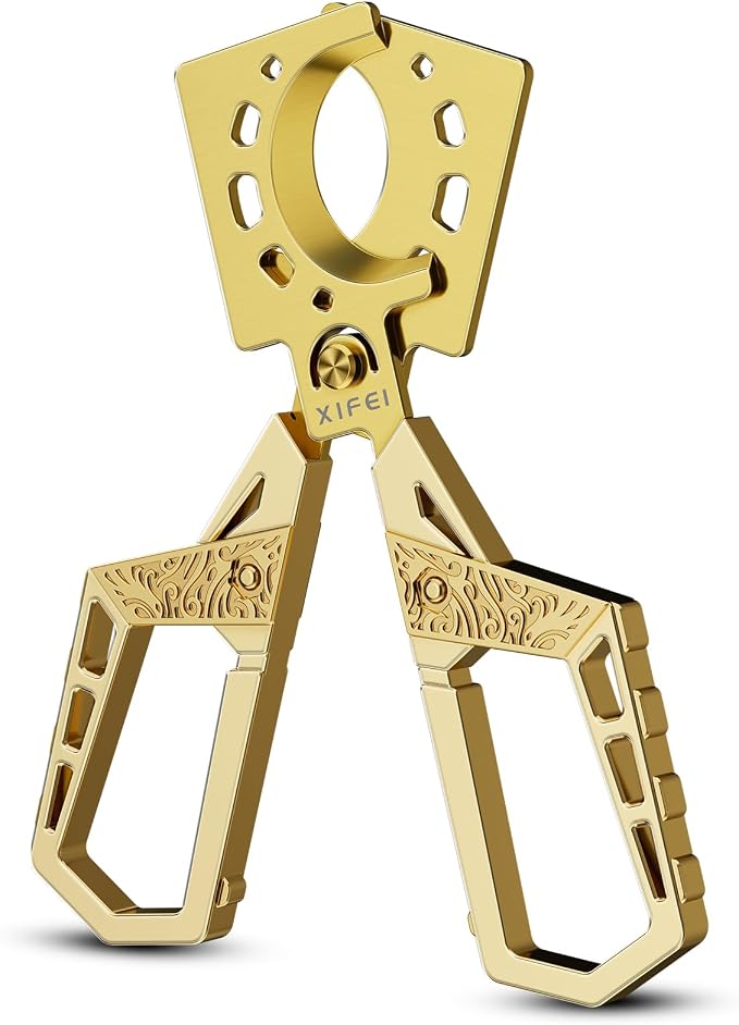 XIFEI Cigar Cutter, Stainless Steel Double Blade Guillotine Straight Cut Scissors, Ergonomic Hand-Held Design for All Cigars, Ideal Gift for Cigar Enthusiasts (Gold)