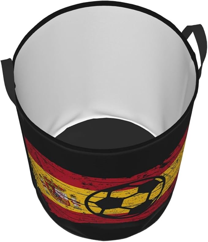 Vintage Spain Spanish Espana Soccer Football Flag Laundry Hamper Laundry Basket Circular Hamper Dirty Clothes Storage with Handles