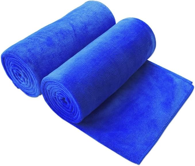 JML Microfiber Bath Sheet Towels, 2 Pack, 35" x 70", Dark Blue | Extra Large, Hanging Loop, Soft, Super Absorbent, Fast Drying for Shower Sauna Yoga Salon Hotel