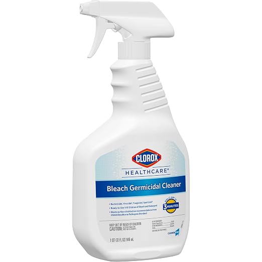 Clorox Healthcare Bleach Germicidal Cleaner Spray, 32 Fluid Ounces, Pack of 6 (Package May Vary)