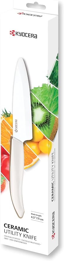 Kyocera Advanced Ceramic Revolution Series 4.5-inch Utility Knife, White Handle, White Blade
