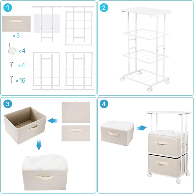 MAX Houser Dresser Tower with 3 Drawers for Bedroom, Fabric Storage Organizer Unit, Chest of Drawers with with WoodTop, Small Vertical Storage for Guest Room, Closet, Entryway(Beige) | Fabric Storage Organizer Unit, Chest of Drawers with with WoodTop, ...