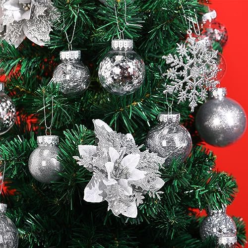 Jenaai Silver 74 Pcs Christmas Ball Ornaments Tree Decorations