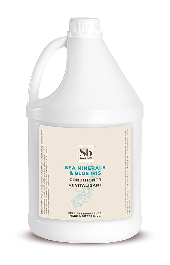 Soapbox Sea Minerals & Blue Iris Conditioner, Refill Bulk Size For Rentals, Guest Rooms & Hotels - Clean Ingredients Free of Harsh Chemicals, Sulfates, Parabens & Silicones - 1 Gallon Bottle
