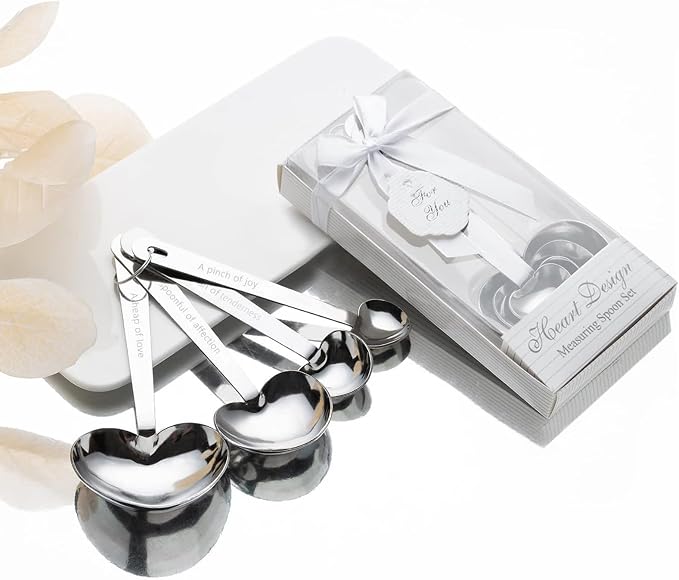 40 Packs Love Heart Shape Design Measuring Spoons Set for Bridal Shower Party or Wedding Favors,Gifts or Souvenirs to Guests with Handmade Gift Boxes,Christmas/Holiday Party Decor