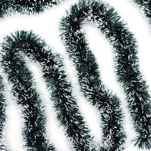 50 FT/15M Long Dark White Artificial Christmas Tinsel Garland Decorations DIY for Xmas Tree,Fireplace Mantel,Stairs Railing Outdoor Indoor Holiday Decor