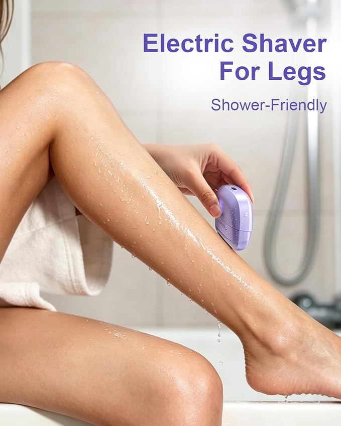 Electric Shaver for Women Waterproof Mini Electric Razors for Women - Cordless Foil Shaver for Hair Removal, Legs, Face, Body, Bikini,Sensitive Skin, Razor for Teen Girls (Purple, Premium)