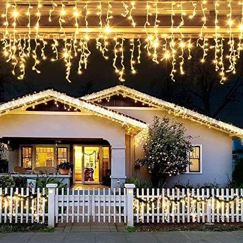 JMEXSUSS 200 LED Icicle Lights for Outside