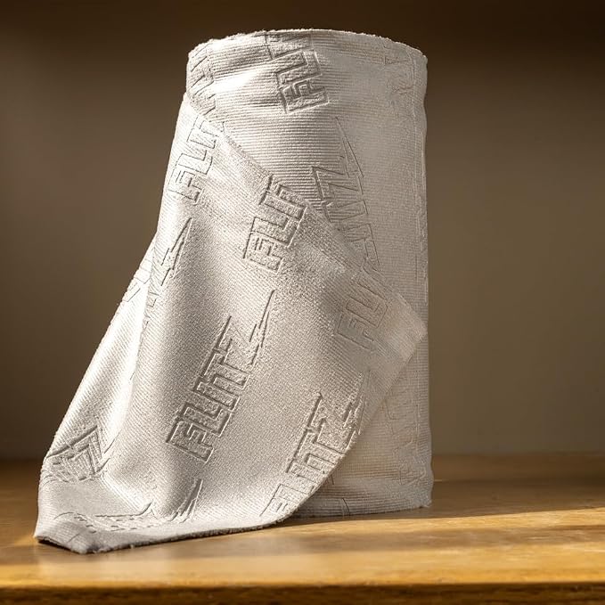 Flitz Tear Away Microfiber Towel Roll (30 Sheets) - USA-Made 12" x 12" Cloth Paper Towels - Reusable & Washable Ultra Absorbent Cleaning Cloth Roll for Cars, Kitchens, Appliances - Grey (1 Pack)