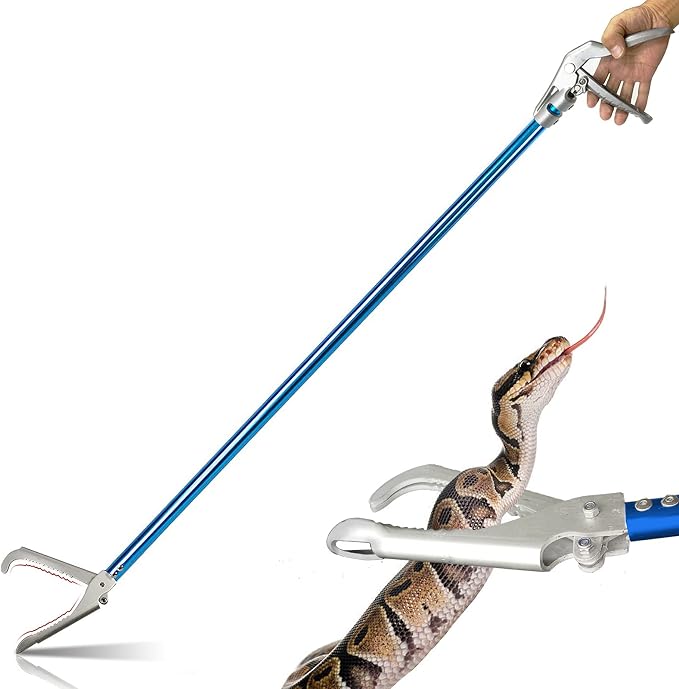 IC ICLOVER 52 Inch Professional Aluminum Alloy Snake Tongs, Standard Size | Wide Jaw & Lock Machanism & Comfort Grip Handle， Reptile Rescue Grabber Rattle Snake Control Catcher Removal Handling Tool