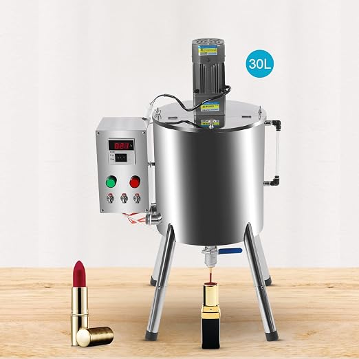 30L 4Gal Heating Mixing Filling Machine, Lipstick Filling Machine Stirring Tank, Stainless Steel Stirring Tank Cream Liquid Filler Machine for Lipstick, Shoe Polish