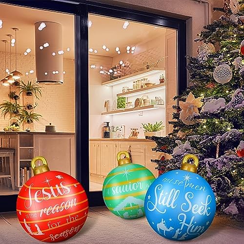 Jetec 4 Pcs Giant Inflatable Christmas Ball, Religious, Color 6
