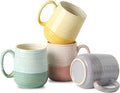 HASENSE Porcelain Coffee Mugs Set of 4, 12 Oz Two-Tone Reactive Glaze Coffee Cups with Handle, Unique Colorful Mug Set for Coffee, Tea, Coco, Latte, Dishwasher and Microwave Safe
