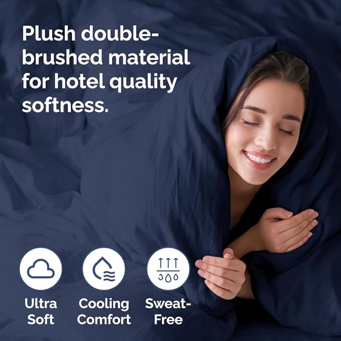 Duvet Cover Super Queen Size Set - Extra Soft Super Queen Duvet Cover 98" x 90" with 2 Pillow Shams for Women, Men, Kids & Teens - Comfy, Breathable Hotel Luxury w/ Zipper Closures & Ties (Navy Blue)