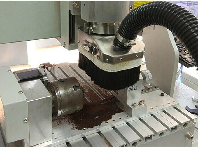 Double Door Spindle Dust Shoe Cover,80Mm CNC Router Engraving Machine Cleaner, Stainless Steel Nylon Brush Woodworking Vacuum Dust Collector(80mm)