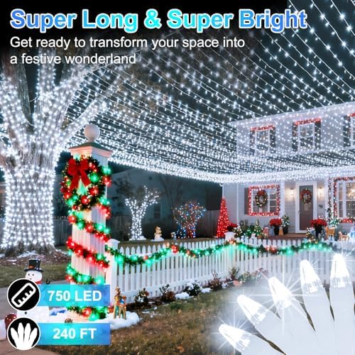 750 LED 240FT Christmas String Lights Outdoor, 12 Pro Modes with Timer