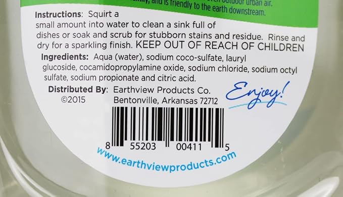 Fragrance Free, Free & Clear, Liquid Dish Soap, 6 Pk/ 24 oz (144 Fl Oz) |For Environmental Sensitivities (MCS, EI, free of MI, Sulfate, SLS) Sensitive Skin, Plant Based, Unscented