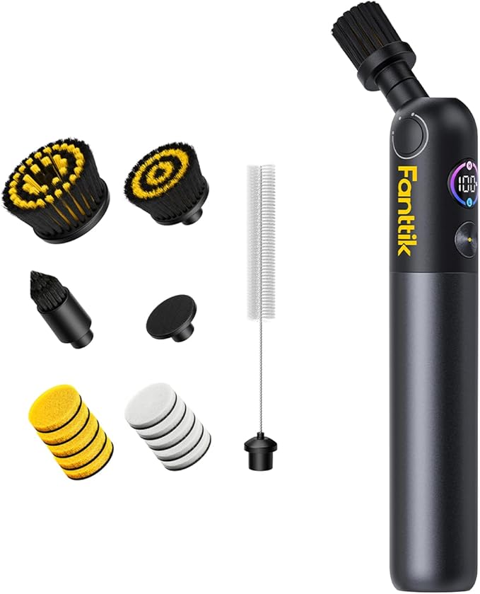 Fanttik Flip G10 Nano HomeCare Cordless Electric Spin Scrubber, 360° High-Torque Rotation, 2-Speed & 3-Angle, IPX7 Waterproof Cleaning Brush with 15 Brush Heads for Grout, Tiles, Sinks, Crevices