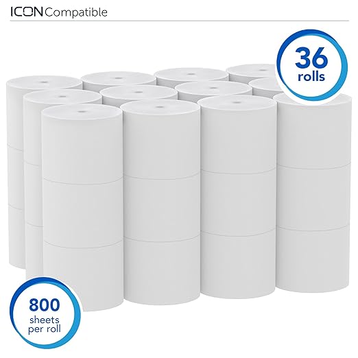 Scott Professional Essential Coreless High-Capacity Standard Roll Toilet Paper, Bulk (07001), 2-Ply, White (36 Rolls of 800 Sheets, 28,800 Sheet Total)