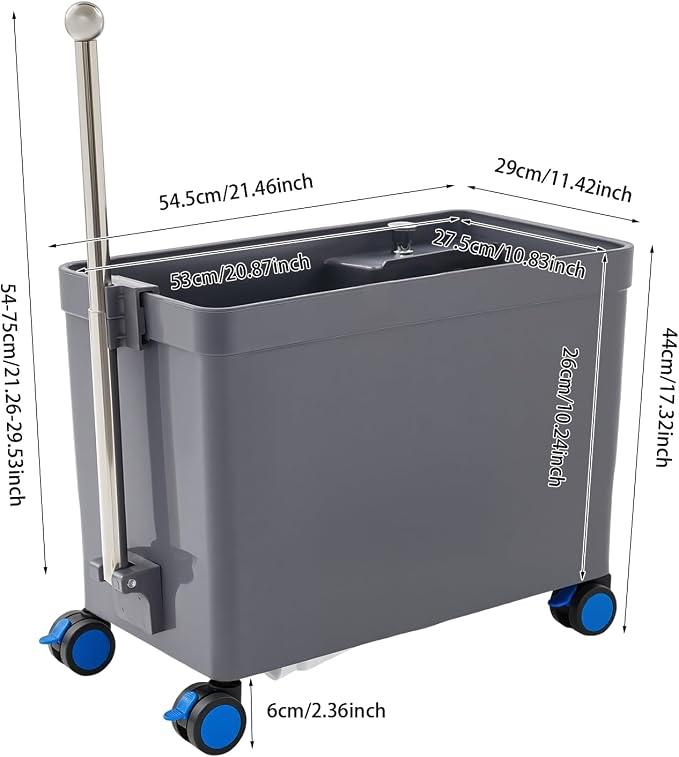 Floor Mop Sink, Freestanding Utility Mop Sink with Wheels & Retractable Handrail, Rolling Mop Bucket for Commercial and Residential Use