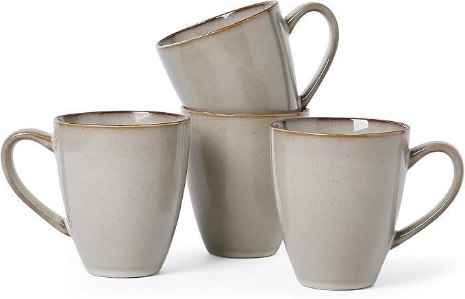 MONITO 17oz Ceramic Coffee Mugs Set of 4, GrayYellow Large Mugs with Handle | Mugs with Gold Rim for Latte,Tea&Cocoa,Dishwasher&Microwave Safe,Reactive Glaze Cups,Ideal Gift for Office and Home Use
