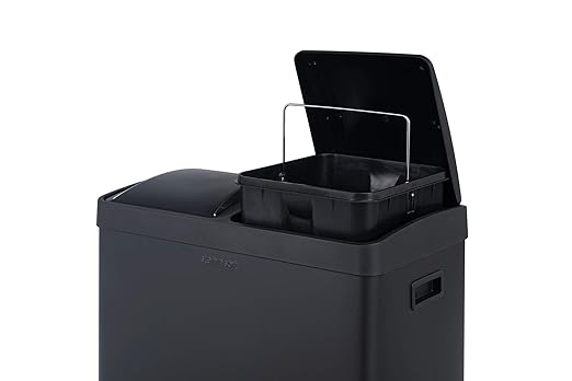 Step N' Sort The 60 Liter 2 Compartment Trash and Recycling Bin, Black (900602B)