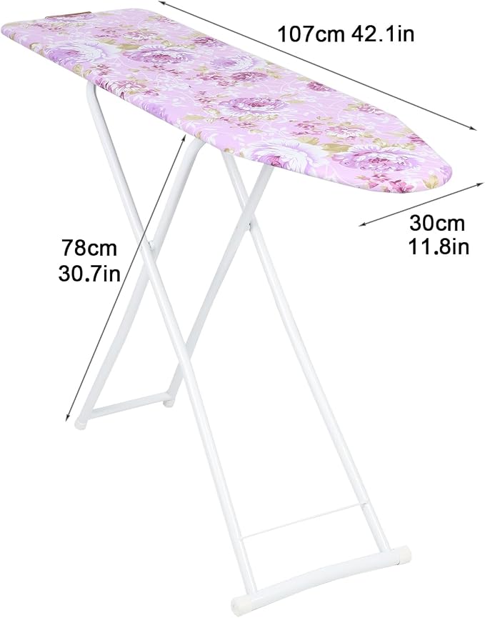 Folding Ironing Board, Extra-Wide Adjustable Height Iron Board with Folding Legs, Exquisite Pattern,Smooth Edge,Good Load-Bearing, Non-Slip Iron Board for Home Bathroom (42.13" x 30.71" x 11.81")