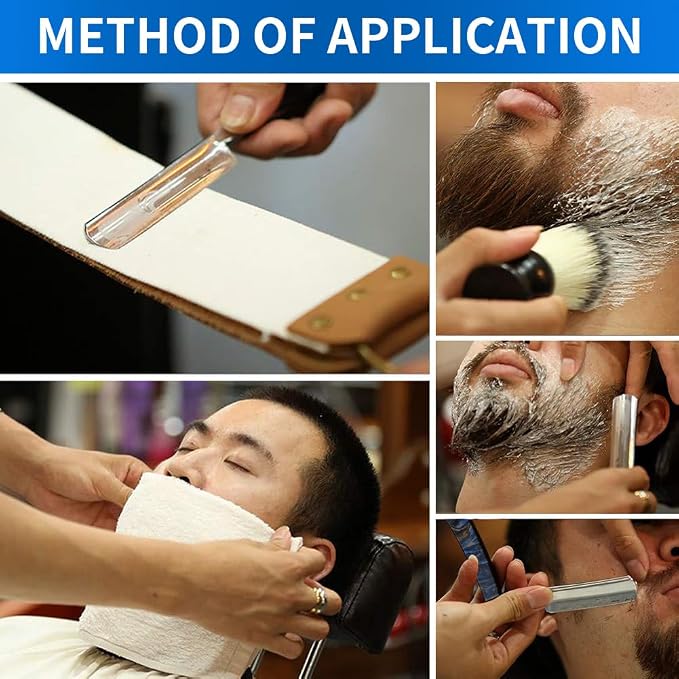 Straight Razor Kit Professional Shave Ready for Men Barber,Straight Edge Razor Carbon Steel Sharp Shaver with Shaving Strop Brush Shaving Cream for Men Home &Grooming Using