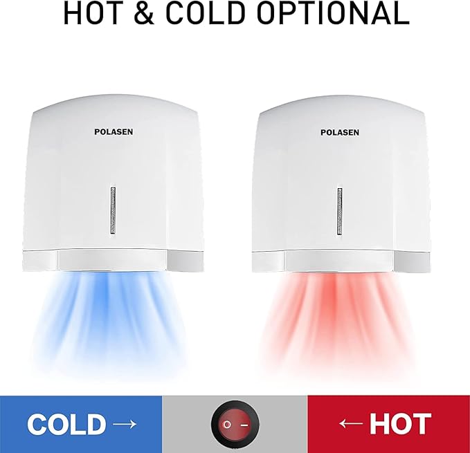 Hand Dryer for Home Bathroom White ABS Cover Noise Reduction Easy Installation Plug in for Household